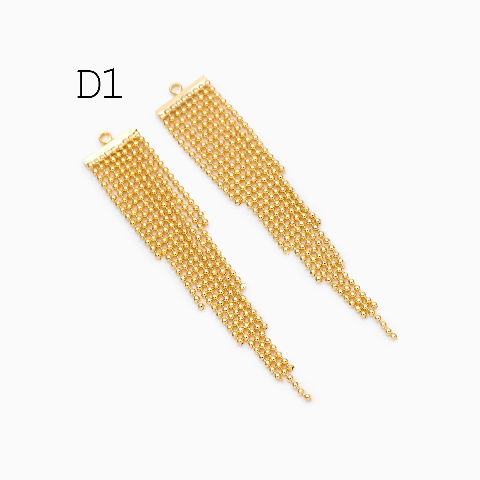 4pcs Gold/ Silver Tone Chain Long Tassels, 18K Gold/ Rhodium plated Brass Tassel, Earring Charm Pendants (GB-945)